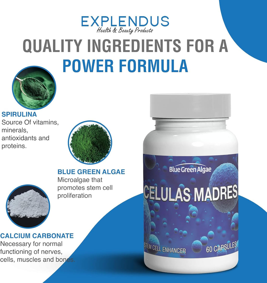 Stem Cell Células Madres - Suplemento Antiedad y Longevidad, 60 Cápsulas Vegetarianas