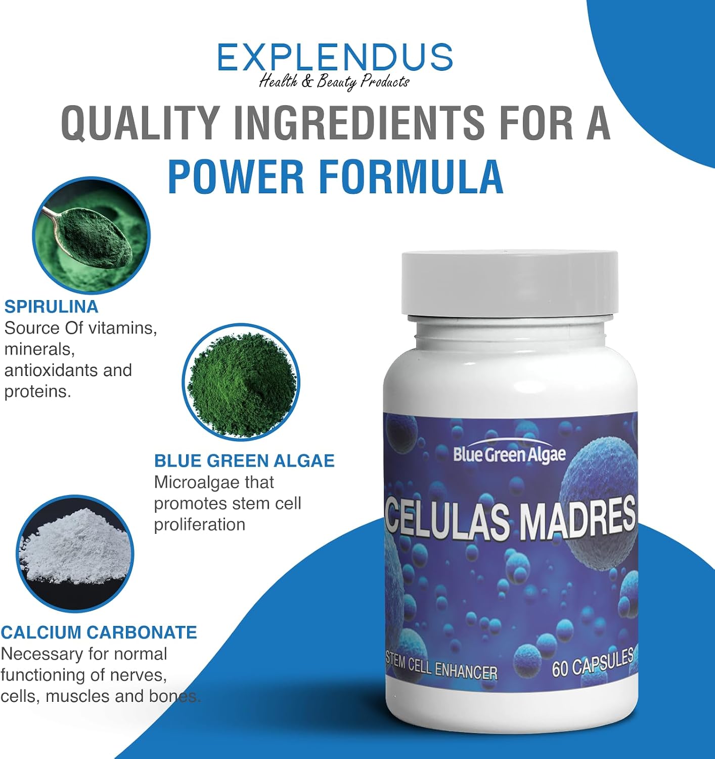 Stem Cell Células Madres - Suplemento Antiedad y Longevidad, 60 Cápsulas Vegetarianas