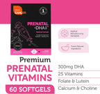 Zahler Prenatal +DHA 300 - Vitaminas prenatales con folato metilado y DHA para embarazadas - 60 cápsulas blandas