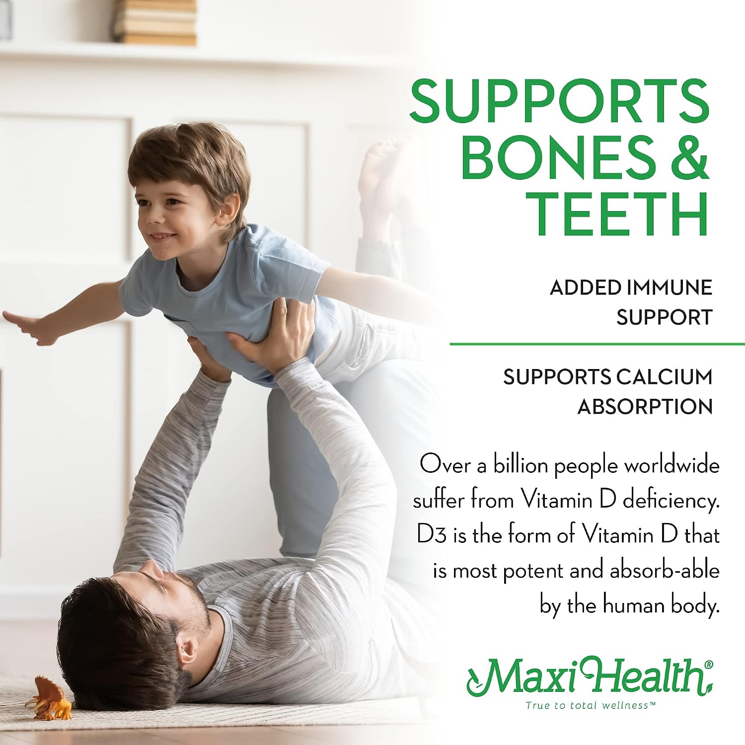Maxi Health Vitamina D3 2000 IU Masticable - Sabor a Chicle Natural - 200 Comprimidos