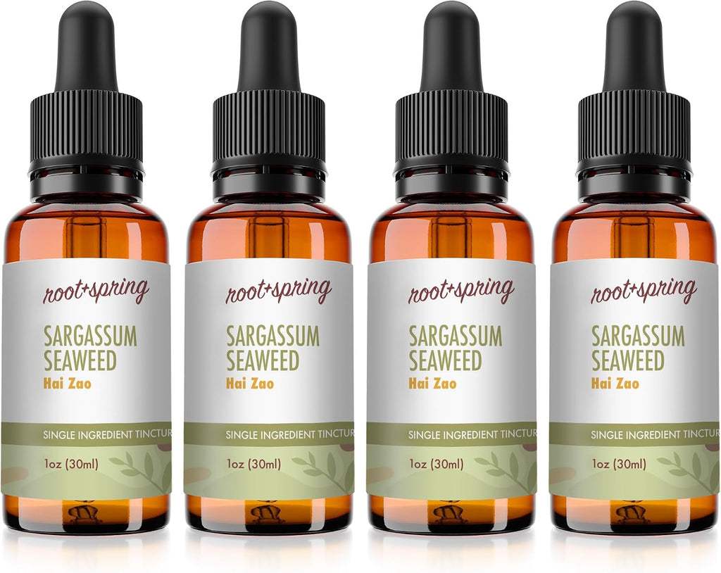 root + spring Tintura de Sargassum Seaweed – Extracto Líquido Concentrado con Gotero – 1 oz (Pack de 4)