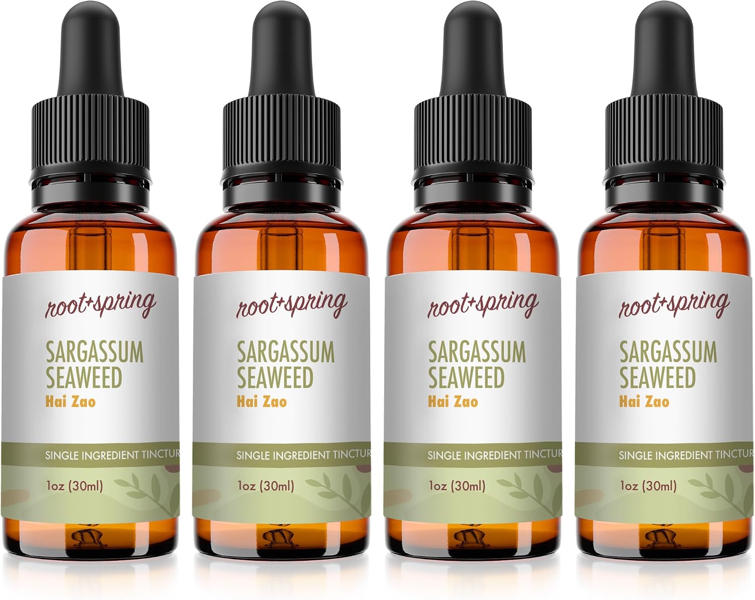 root + spring Tintura de Sargassum Seaweed – Extracto Líquido Concentrado con Gotero – 1 oz (Pack de 4)