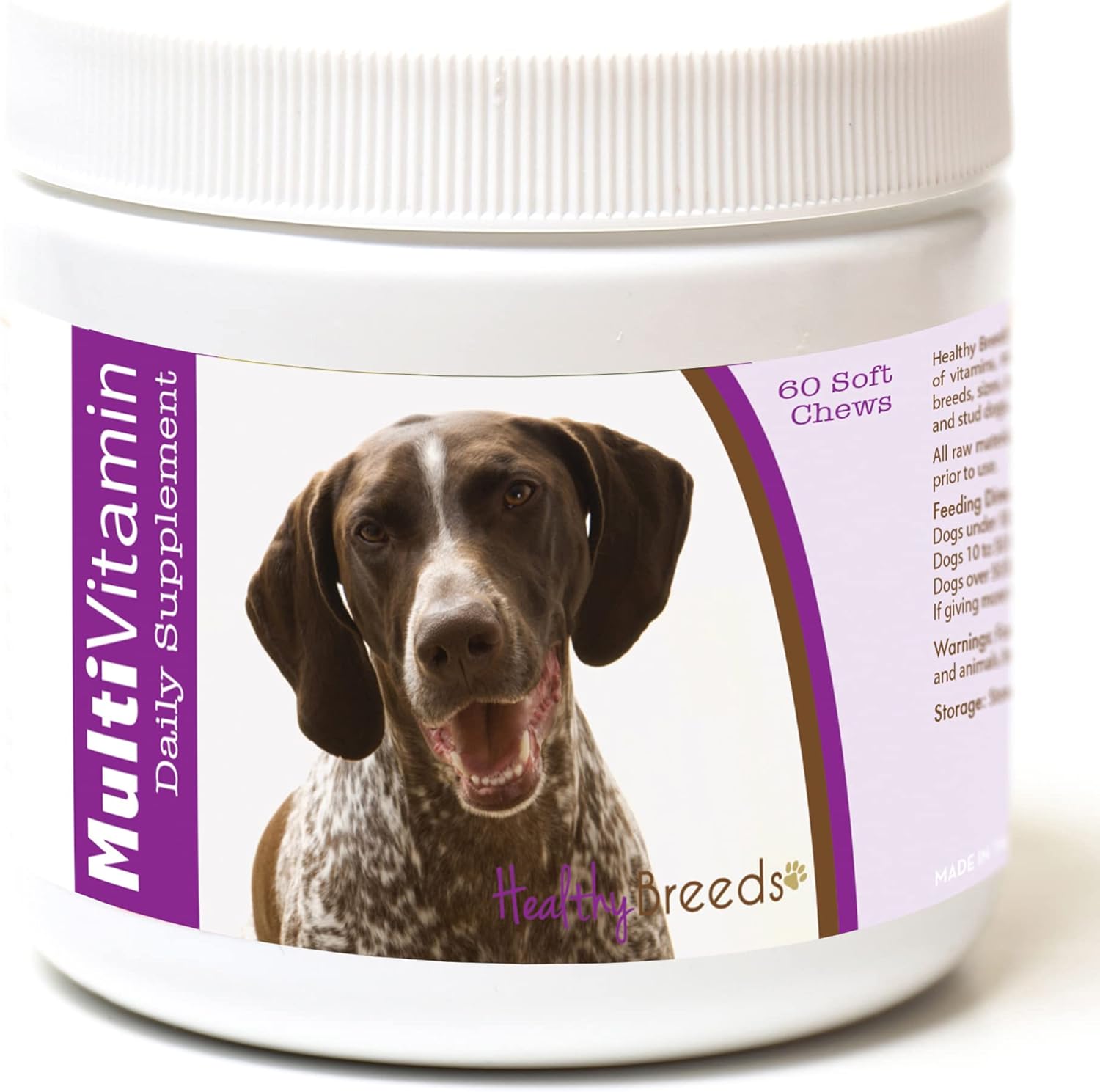 Healthy Breeds Braco Alemán de Pelo Corto Multivitamínico Masticables Blandos 60 unidades