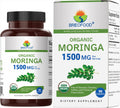 Brieofood Moringa Orgánica 1500mg, 45 Dosis, Vegetariano, Sin Gluten, 90 Comprimidos Vegetarianos