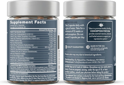 Eu Natural Conception for Him - Suplemento de Fertilidad Masculina con Ashwagandha, Folato y Zinc - Apoyo para el Recuento, – Image 9