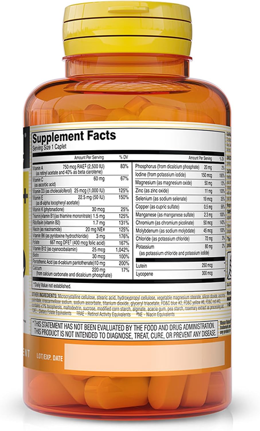 Mason Natural Vitrum 50+ Adult-Multi Sin Hierro - Multivitamínico Completo, 100 Comprimidos