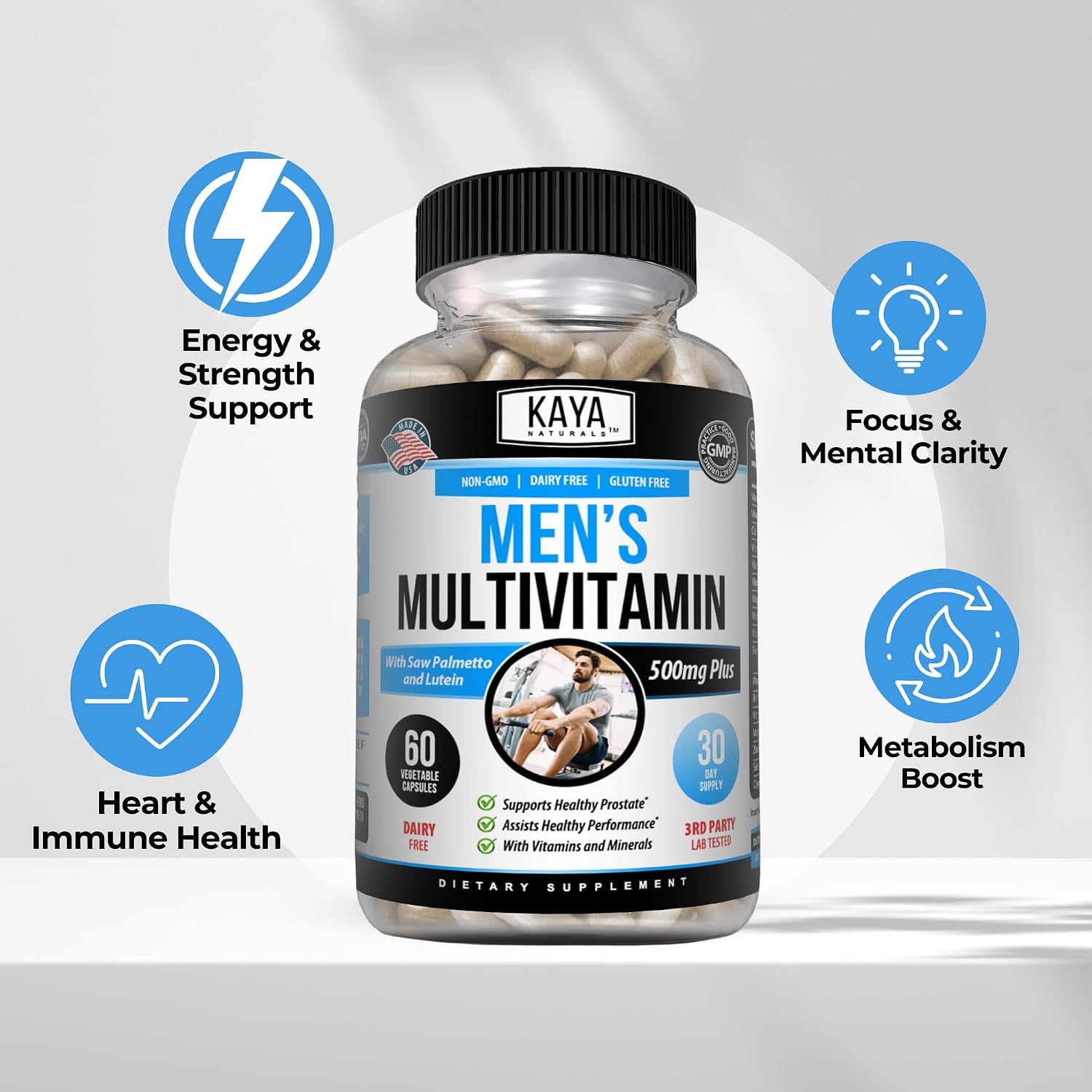 Kaya Naturals Multivitamínico para Hombres - Multivitamínico Prostático - Suplemento Diario de Multiminerales - 60 Cápsulas Veganas
