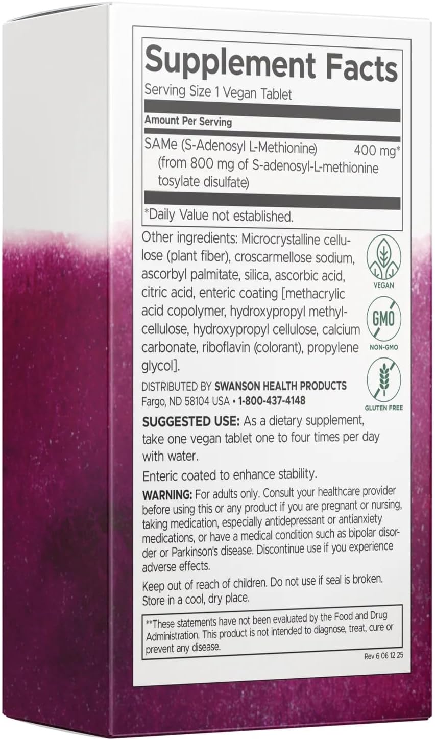 Swanson SAMe - Alta Potencia 400 mg 30 Comprimidos (Pack de 2)