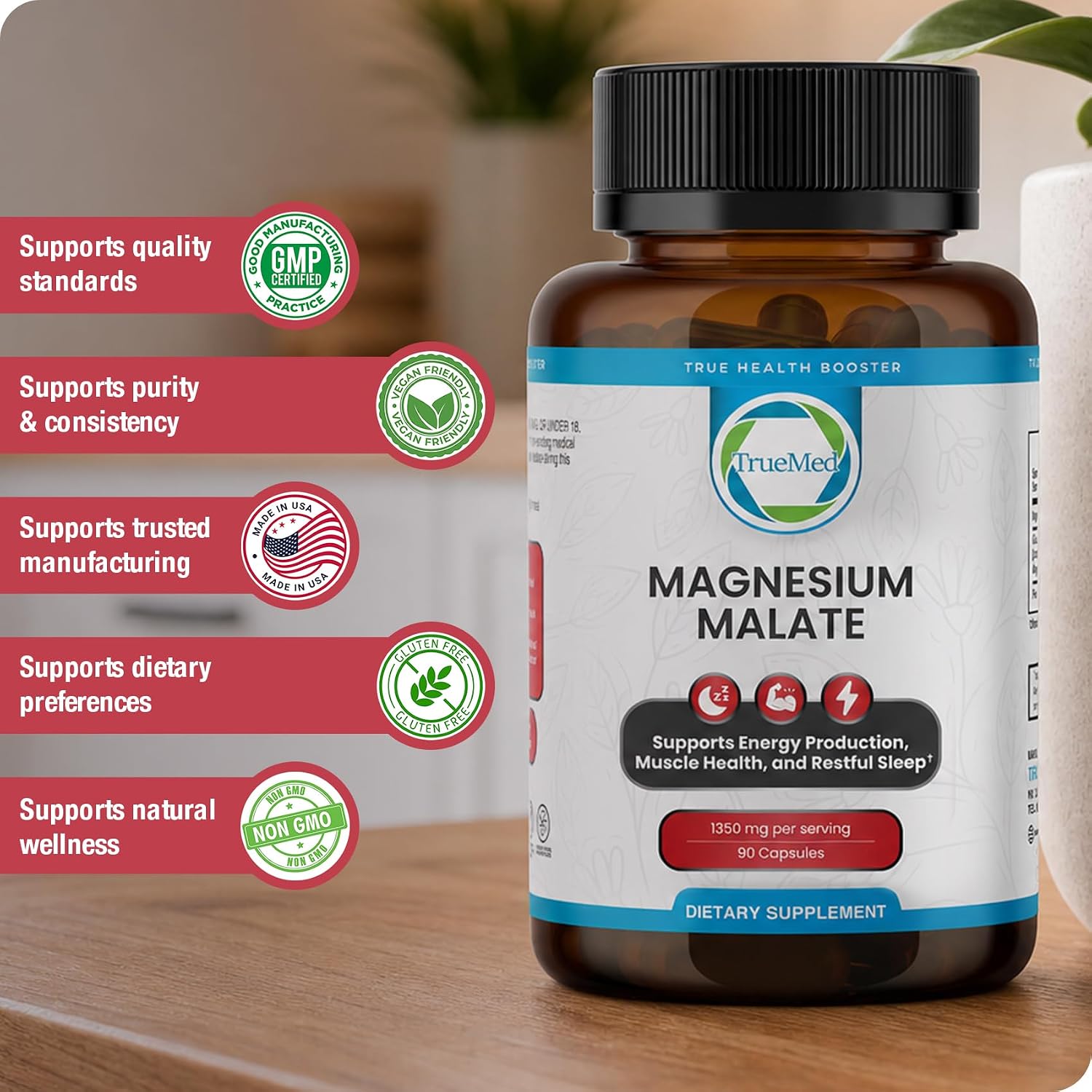 TRUEMED Malato de Magnesio 1350mg – 90 Cápsulas
