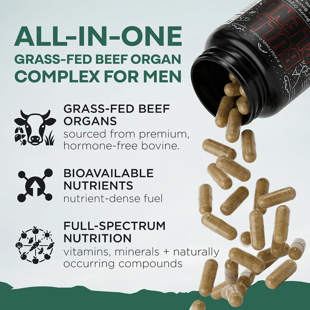 Wild Foods Complejo de Órganos de Res para Hombres (30 Días)