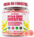 Inositol Gummies con Aceite de Onagra para Mujeres - 40:1 Myo-Inositol 2000mg & D-Chiro Inositol 50mg con Vit D3 B6 B12 y Zinc, Sin Azúcar, Vegano (60 unidades)
