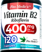 FITO MEDIC'S Lab | Vitamina B2 | 120 Cápsulas | 400 mg | Riboflavina de Alta Absorción