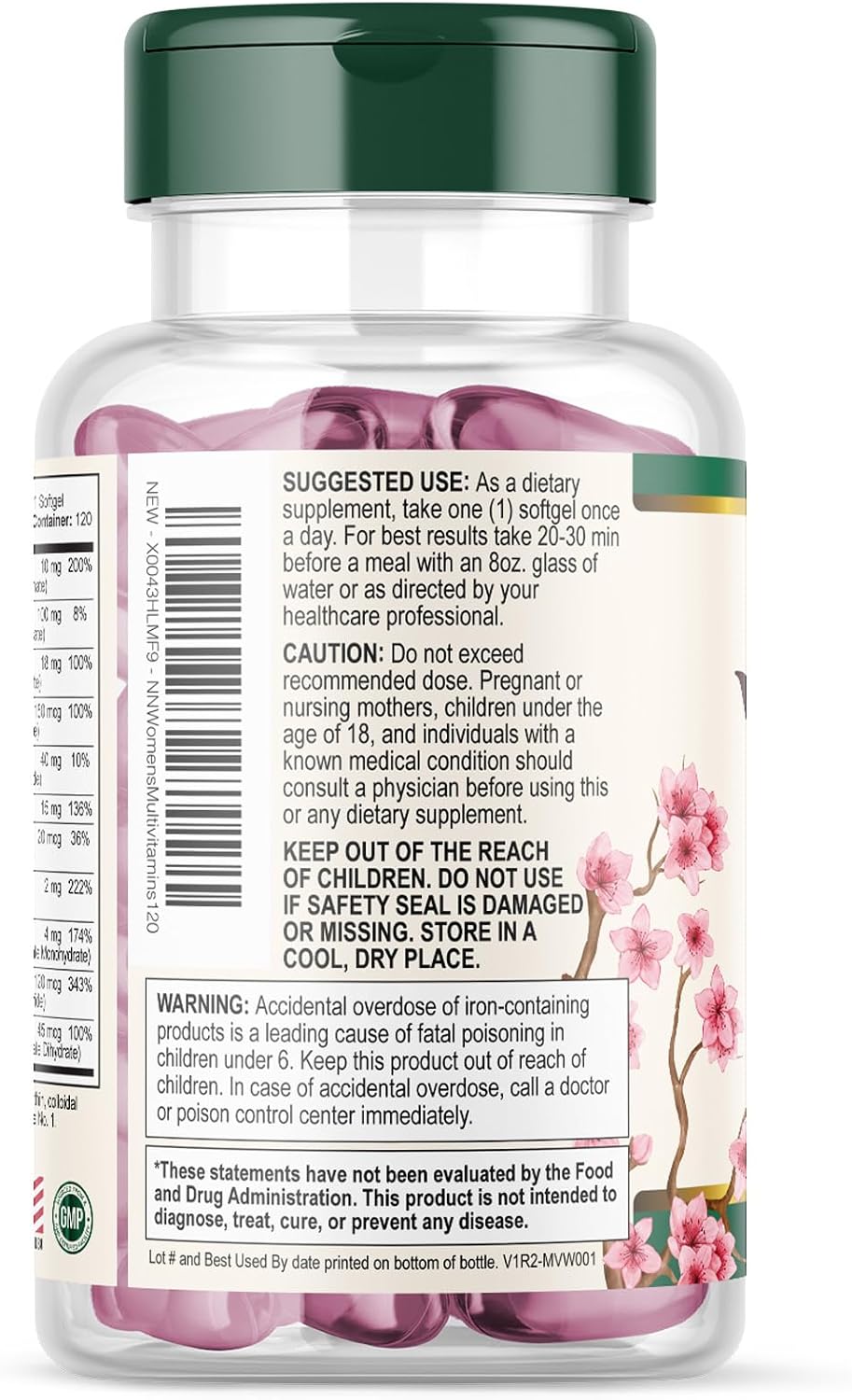 Multivitamínico para Mujeres - Completo Diario con Calcio, Ácido Fólico, Vitaminas A, C, D, E y Grupo B, Zinc y Hierro - Apoyo para Huesos, Energía e Inmunidad - 120 Cápsulas Blandas