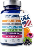Immuneti Advanced Immune Support – Suplemento 6 en 1 con Saúco, Vitamina C, D3, Zinc, Ajo y Equinácea