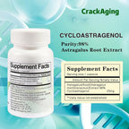 Crackaging Super-Absorption Cycloastragenol 98% 25mg, 60 Cápsulas (2 Botellas)