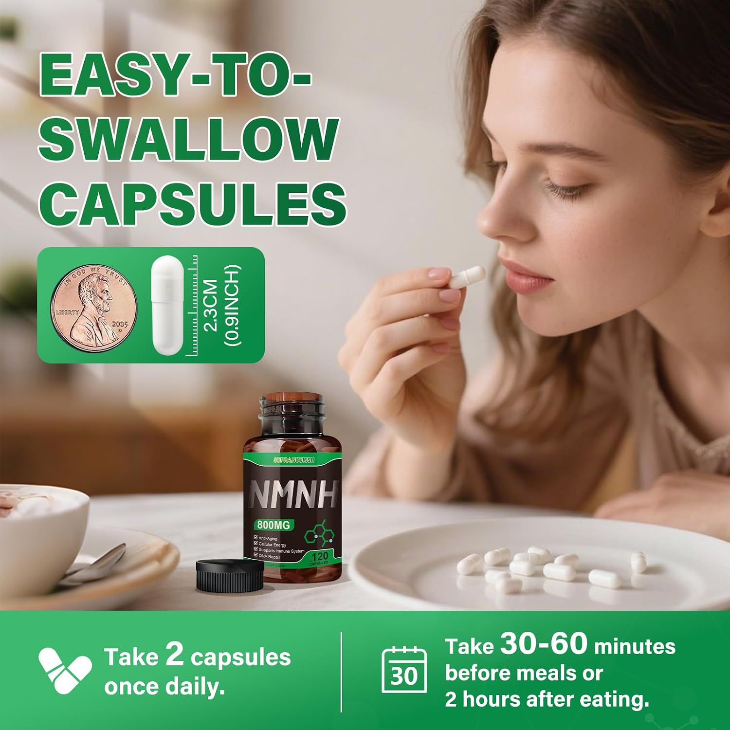 Suplemento NMNH Puro 120 Cápsulas - 800mg de NMNH de Alta Pureza
