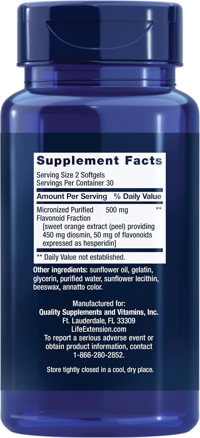 Life Extension Youthful Legs - Suplemento para la Salud Vascular y Circulación de las Piernas con Diosmina y Extracto de Naranja Dulce - 60 Cápsulas Blandas