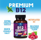 Vitamina B12 Metilcobalamina 1000 mcg - 60 Comprimidos Masticables Sabor Bayas