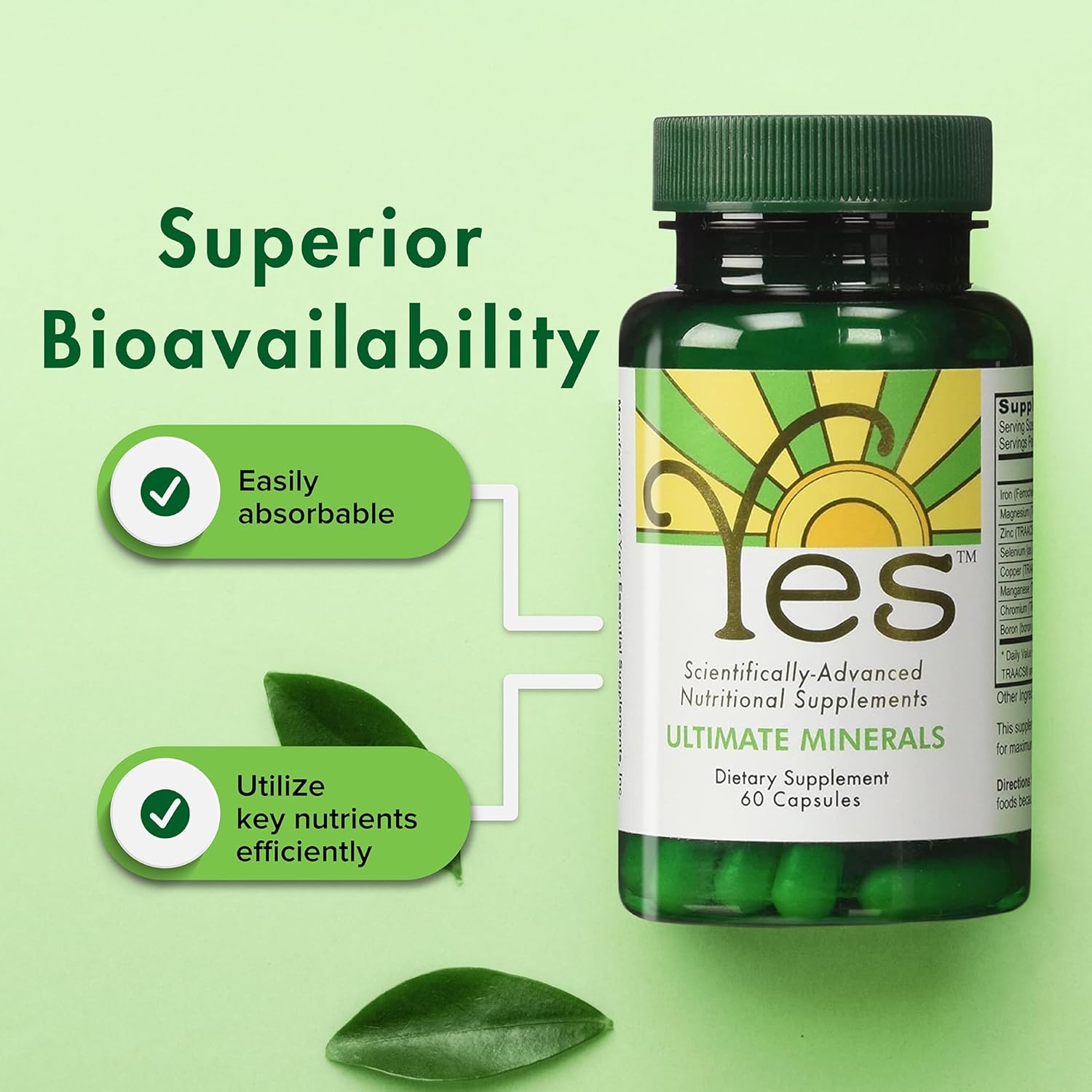 YES Chelated Magnesium & Zinc Multimineral (TRAACS) – 60 Cápsulas Veganas