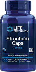 Life Extension Cápsulas de Estroncio, Mineral Traza para el Soporte Óseo Avanzado, Sin Gluten, No GMO, Vegetariano, 90 Cápsulas