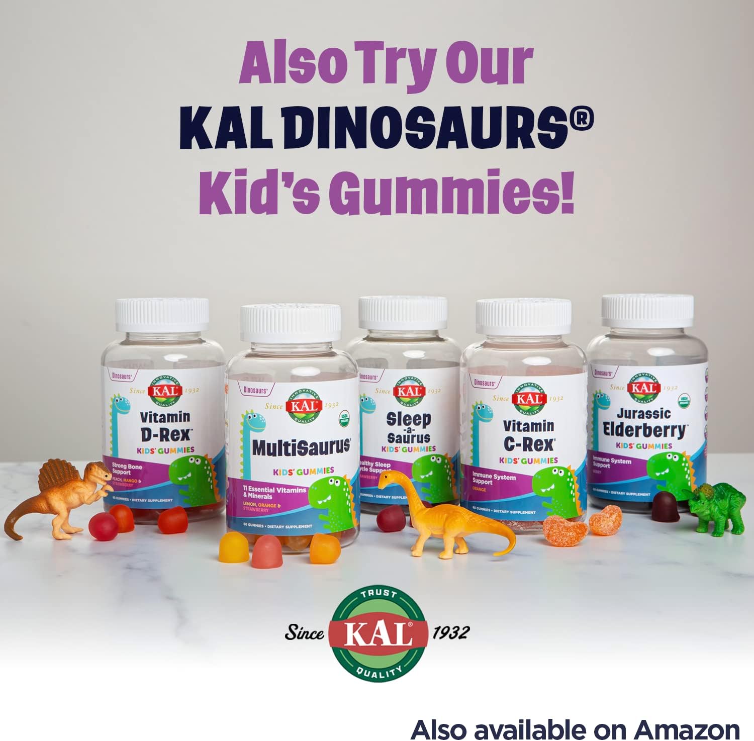 KAL Vitamin D-Rex, Vitamina D para Niños, Sabor Sandía Natural, 120 Micro Tabletas de Disolución Instantánea