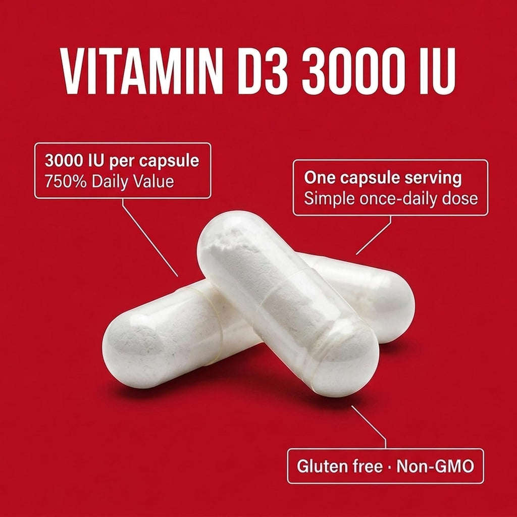 Olympian Labs Vitamina D3 3000 UI 100 Cápsulas Apoya Huesos Fuertes