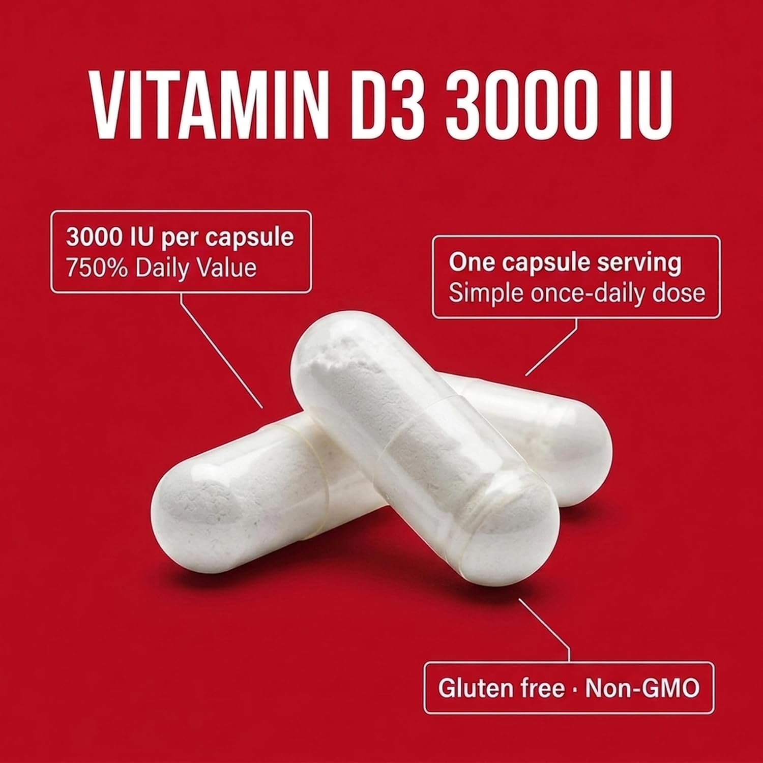 Olympian Labs Vitamina D3 3000 UI 100 Cápsulas Apoya Huesos Fuertes
