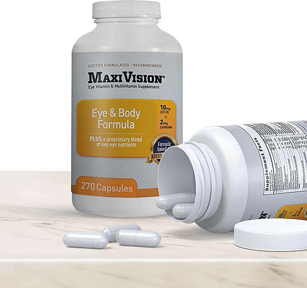 MaxiVision Eye & Body Formula - Basado en el estudio AREDS 2 - 270 Cápsulas - 1 Frasco