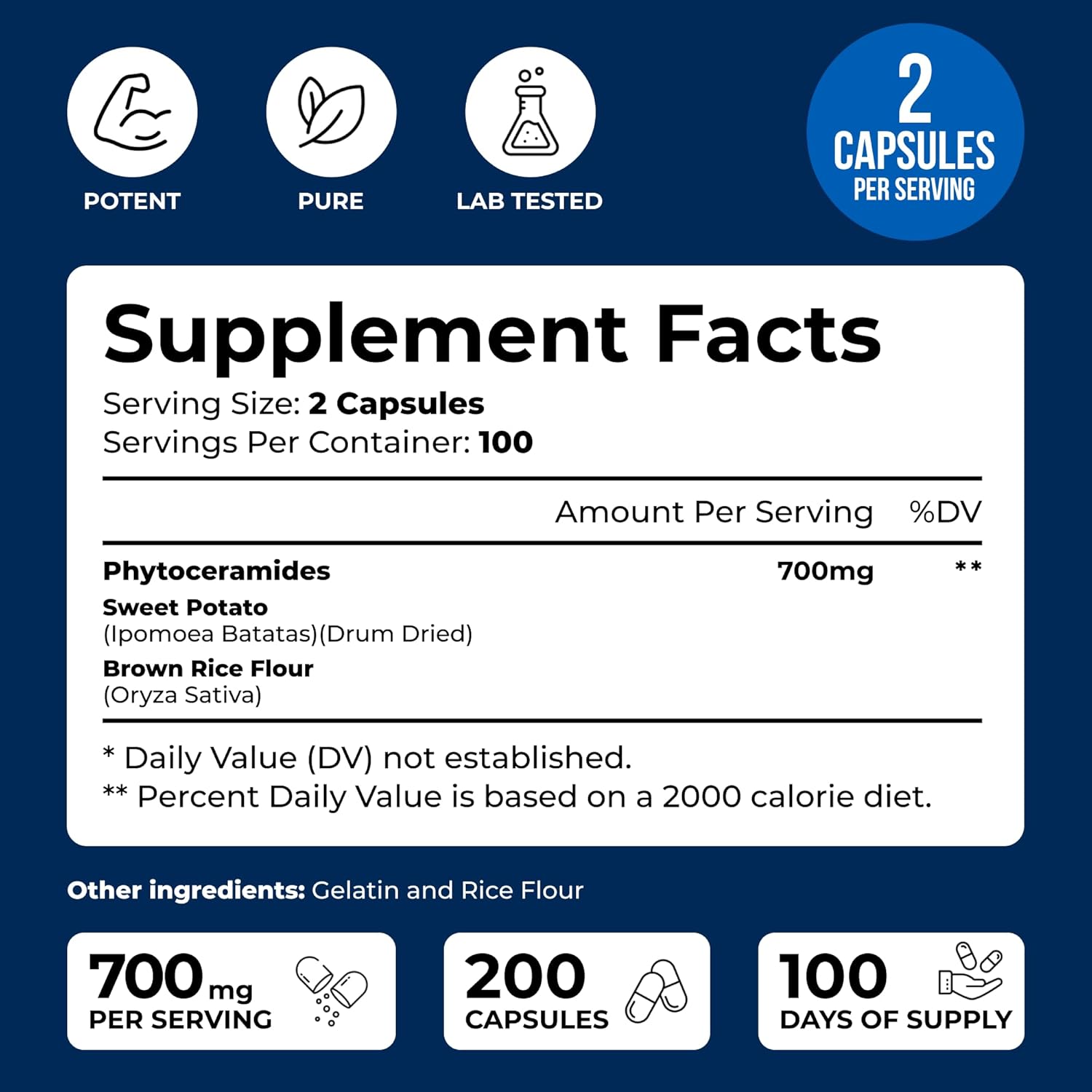 Fitoceramidas 700mg - 200 Cápsulas - Suplemento de Ceramidas Vegetales