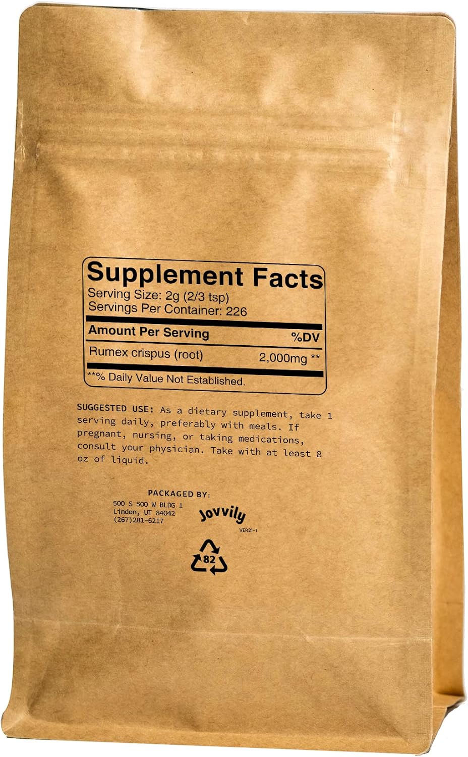 Jovvily Raíz de Acedera Amarilla - 1 Libra - Suplemento Natural - Sin Gluten - Verificado en Laboratorio