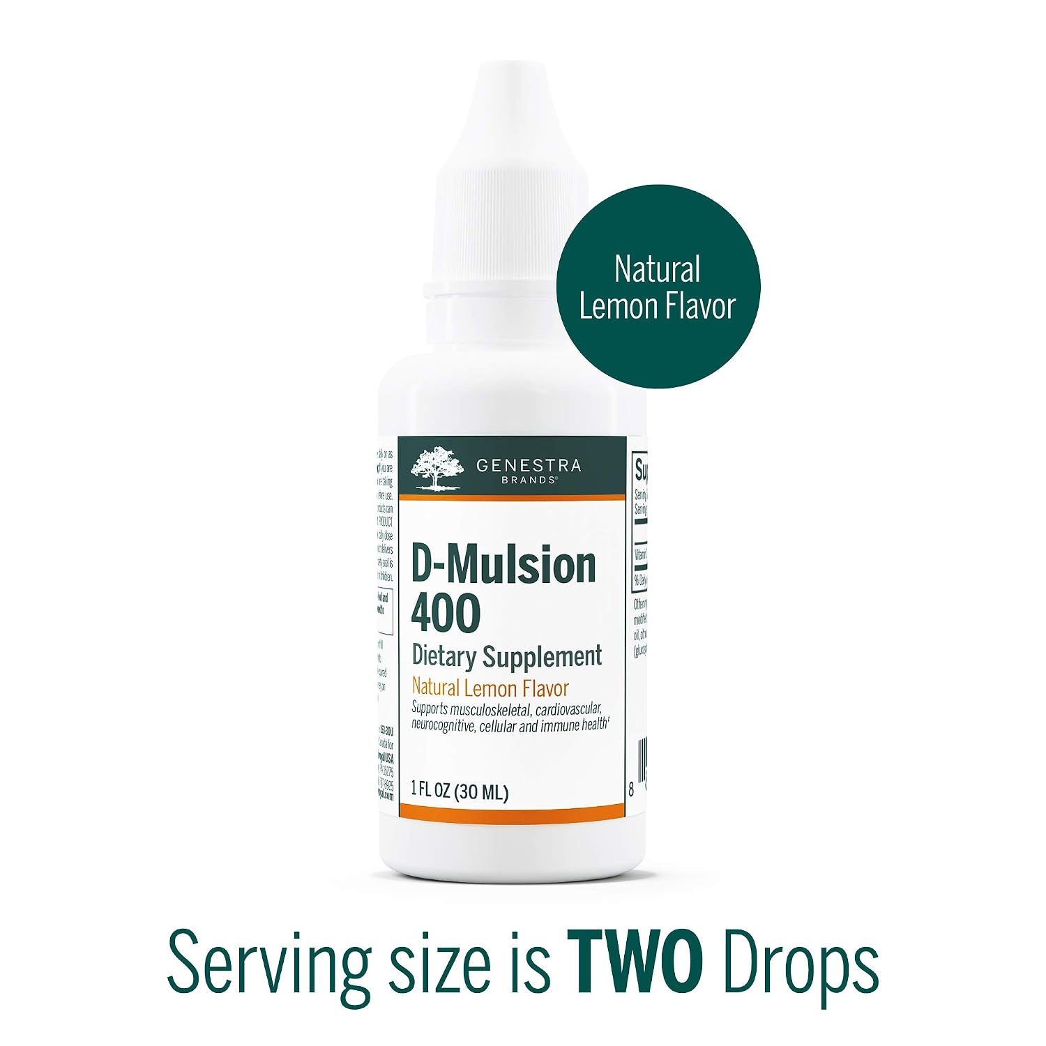 Genestra Brands D-Mulsion 400 - Suplemento Líquido de Vitamina D - Sabor Natural a Limón - 1.110 Dosis
