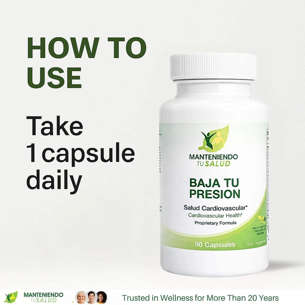 Baja Tu Presion - Suplemento Herbal de Espino y Ajo, 90 Cápsulas
