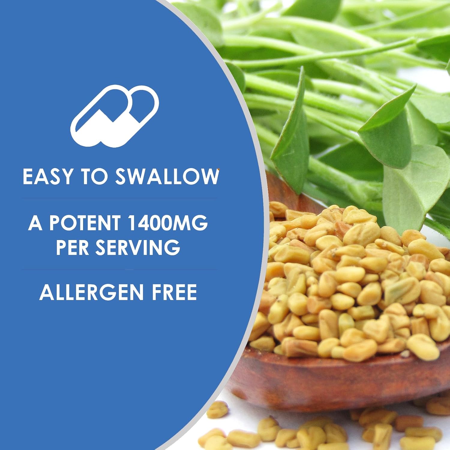 Fenugreek+ 1400mg Extra Strength - 60 Cápsulas de Fenogreco para Equilibrio Hormonal y Energía