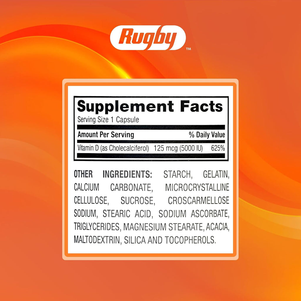 Rugby Vitamina D3 5.000 UI (125 mcg) - 100 Cápsulas