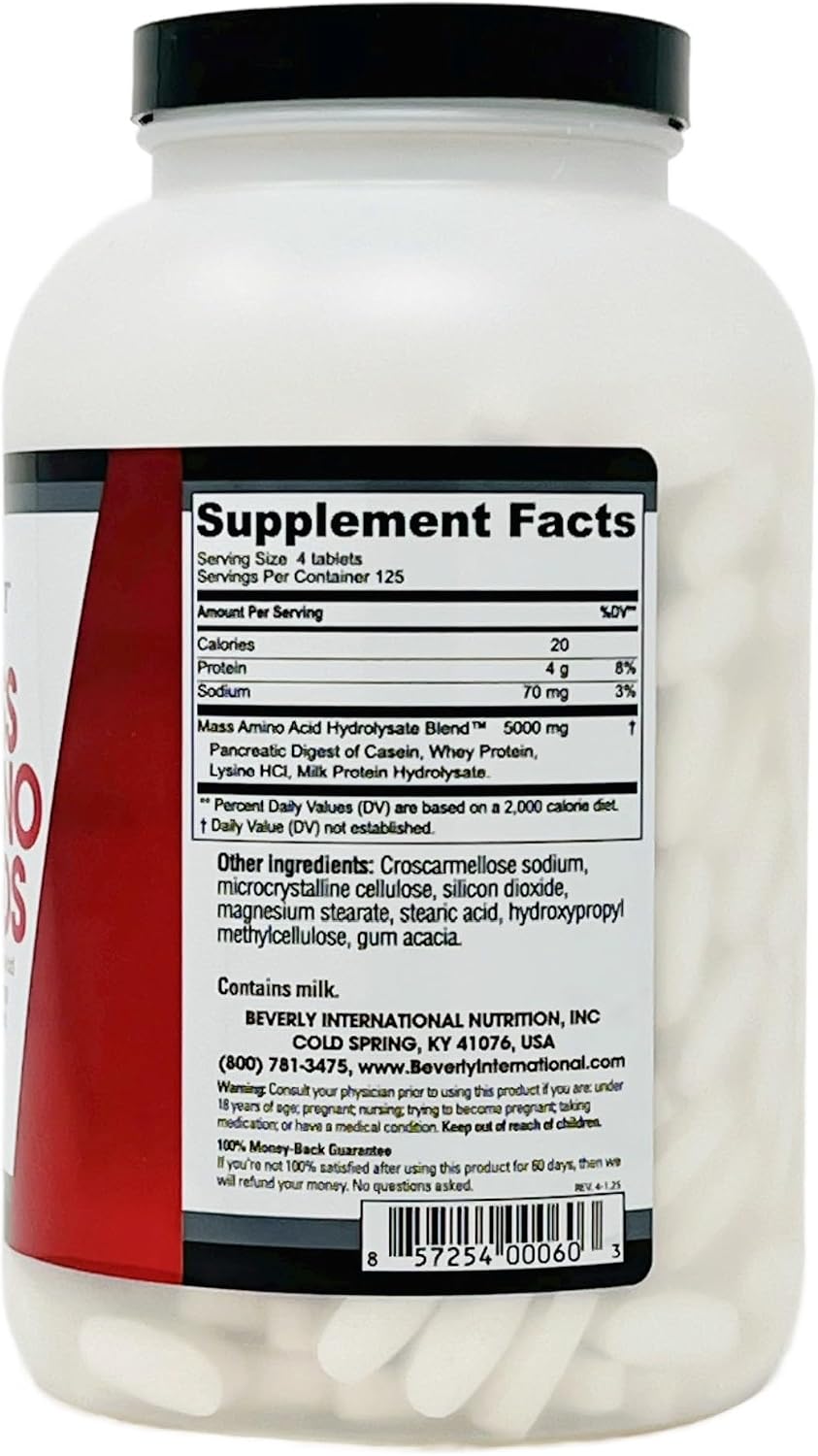 Beverly International Mass Amino Acids, 500 Comprimidos