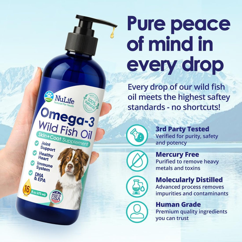 Aceite de Pescado Líquido para Perros con Omega 3, 6 y 9, Salvaje de Islandia - 473 ml