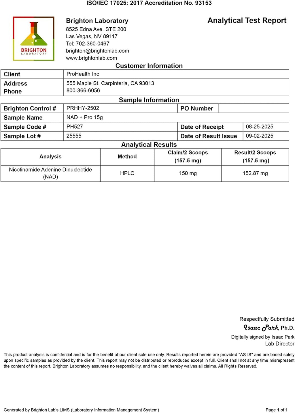 ProHealth NAD+ Pro (15g) - Polvo de NAD+ Puro y Biodisponible