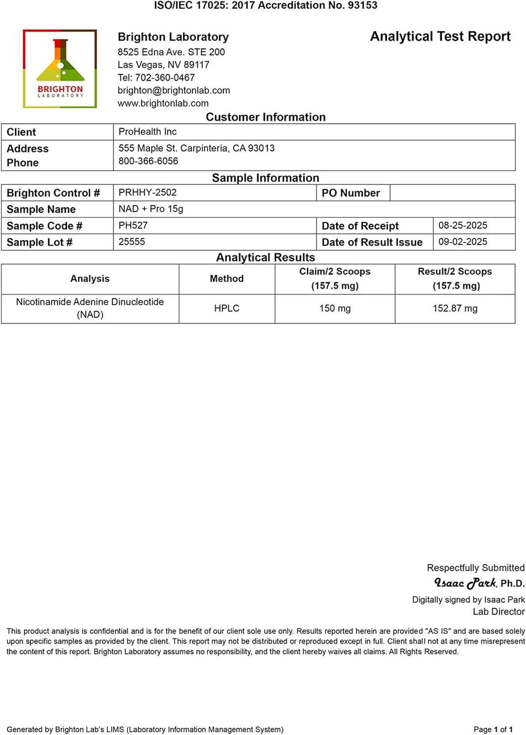 ProHealth NAD+ Pro (15g) - Polvo de NAD+ Puro y Biodisponible