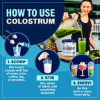 Bovine Colostrum Powder Supplement (3000mg + 40% IgG + No Fillers) - Unflavored - Grass Fed - 60 Servings