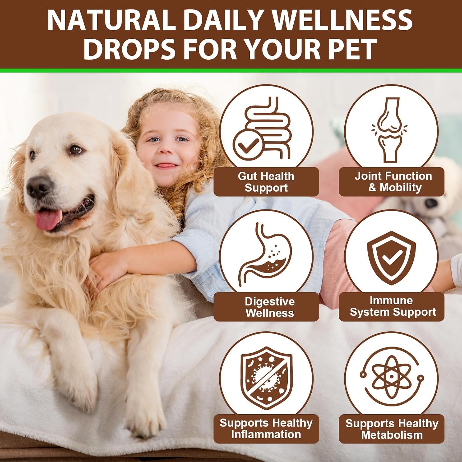 Cola de Pavo para Perros, Rápida Absorción - Gotas con Cúrcuma y Probióticos para el Sistema Inmunológico, Digestivo y Articular - 60ml