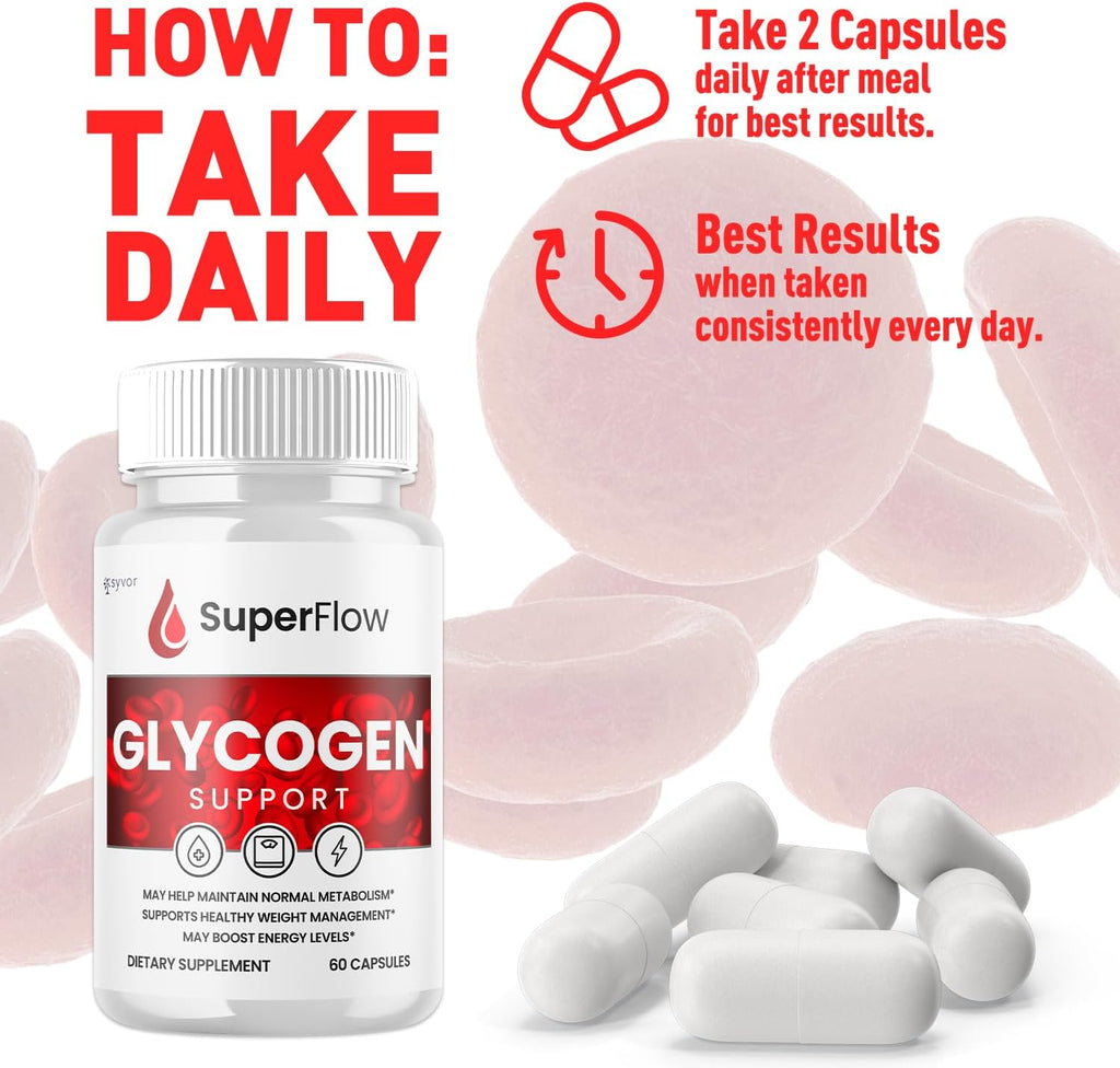 Super Flow Glycogen Support, Fórmula Avanzada, 60 Cápsulas