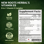 New Roots Herbal Vitamina E 400 UI con 8 Tocoferoles y Tocotrienoles, 120 Cápsulas Blandas