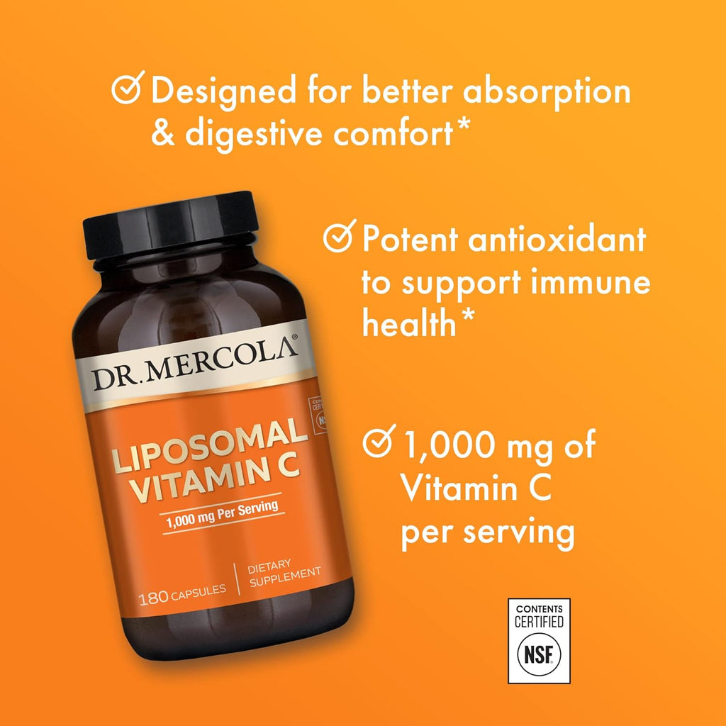 Dr. Mercola Vitamina C Liposomal - 1000 mg por dosis - 180 Cápsulas