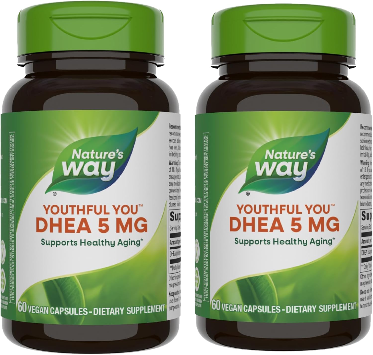 Nature's Way Youthful You DHEA 5 mg, 60 Cápsulas Veganas (Pack de 2)