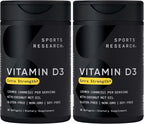 Sports Research® Vitamina D3 10.000 UI (250 mcg) con Aceite MCT de Coco - 120 Cápsulas Blandas