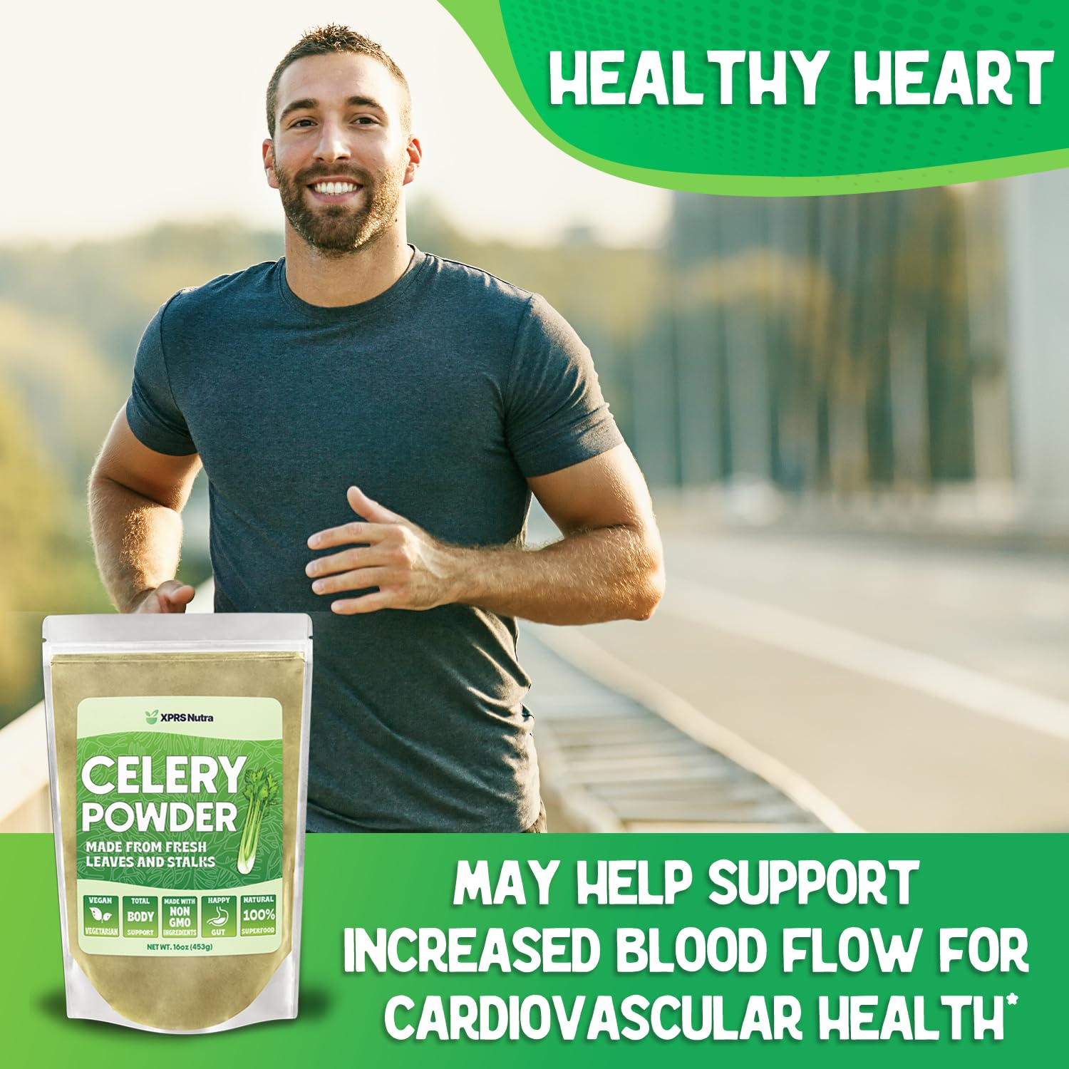 XPRS Nutra Celery Powder - Polvo de Apio Fresco - Antioxidante - Vegano (453 g)