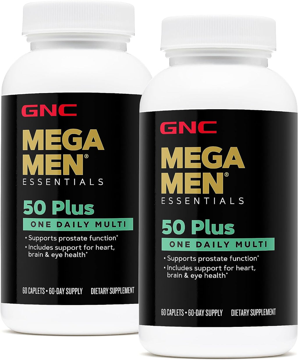GNC Mega Men 50 Plus One Daily Multivitamin - Paquete Doble, 60 Comprimidos por Frasco
