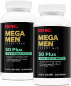 GNC Mega Men 50 Plus One Daily Multivitamin - Paquete Doble, 60 Comprimidos por Frasco