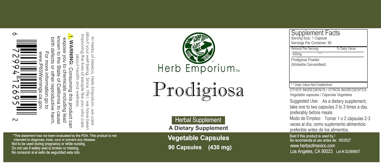 Herb Emporium Prodigiosa, Cápsulas Vegetales Orgánicas, 90 unidades, 430mg