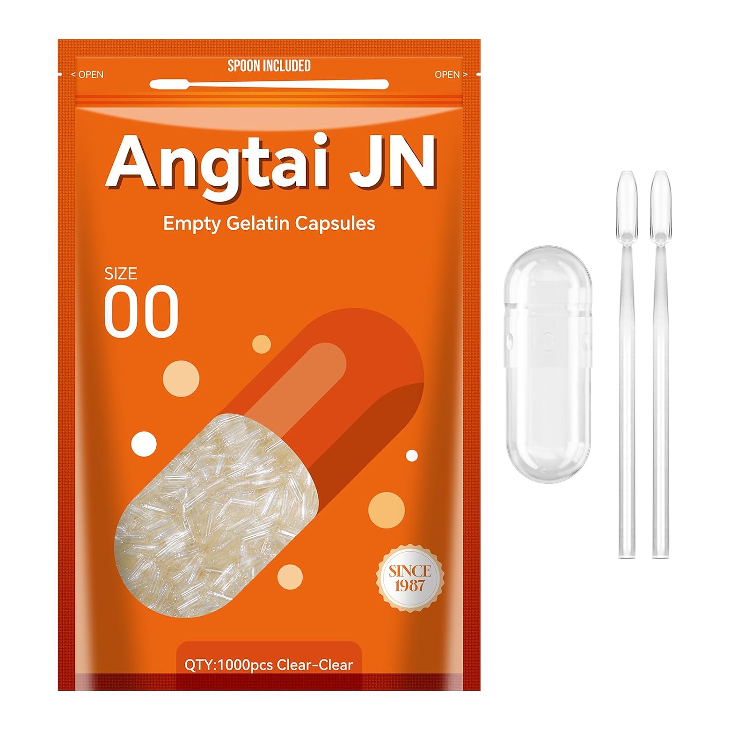 Cápsulas de Gelatina Vacías Tamaño 00 - 100 uds - Angtai JN
